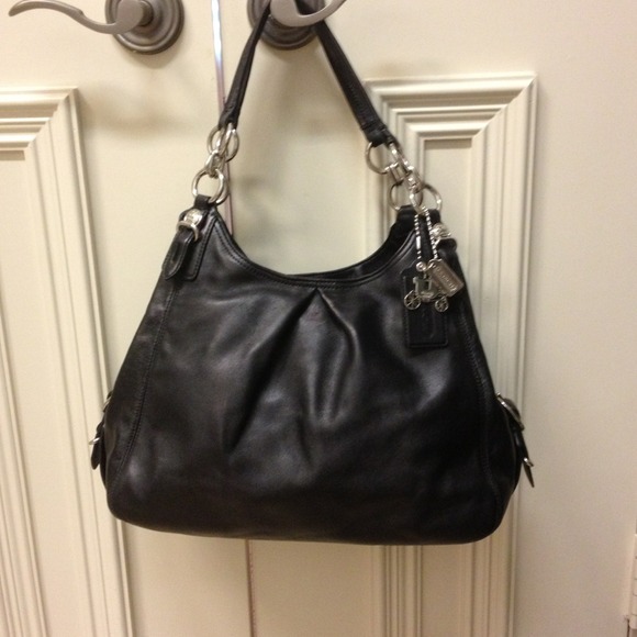 *RESERVED* Black leather Coach hobo