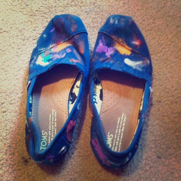 Toms Paint Splattered Navy Blue
