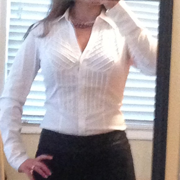 SOLD-White express long sleeve dress shirt.