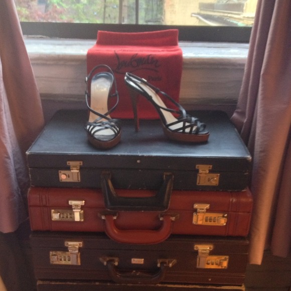 Christian Loubutin Strappy Black Leather Heels