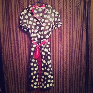Reduced Retro black with white dots dress