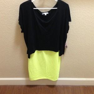 Black and neon yellow dress
