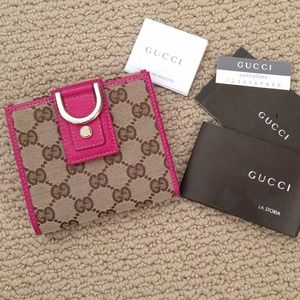 Inspired new Gucci GG canvas/pink wallet