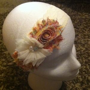 Yellow paisley shabby headband