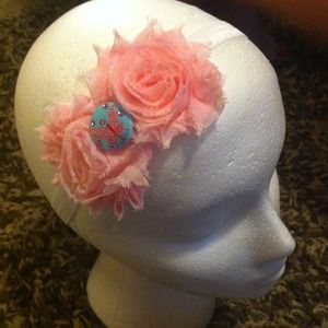 Pink tulle rose butterfly headband