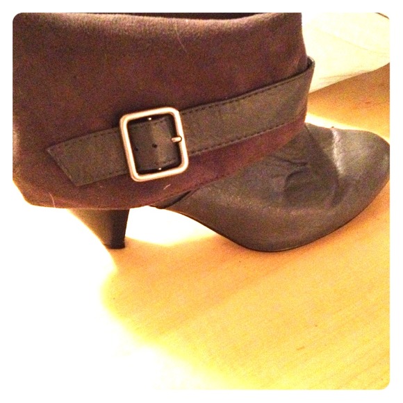 Grey ankle flare boots