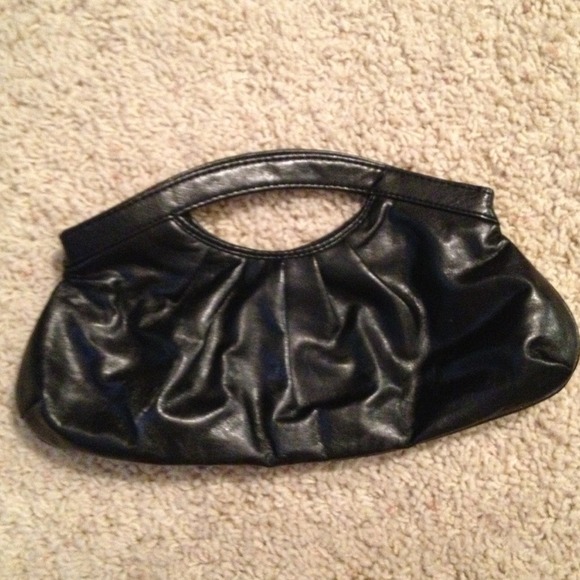 black leather clutch