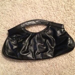 black leather clutch
