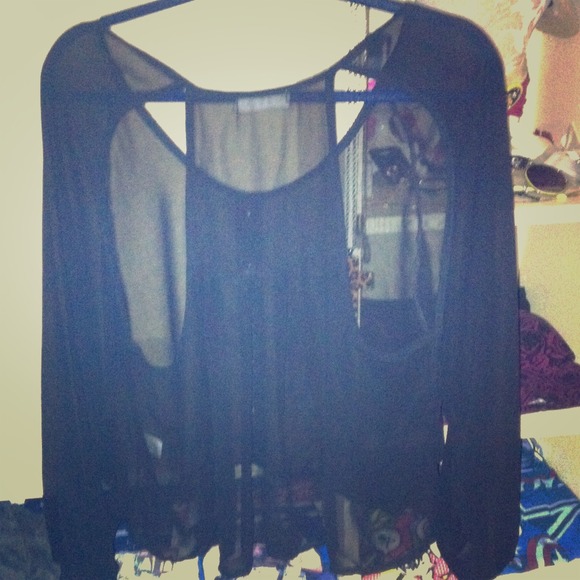 brandy melville sheer open back blouse