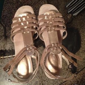 Cream leather gladiator sandals