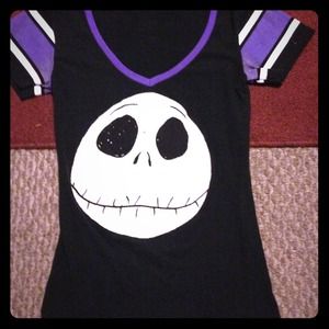 Nightmare Before Christmas baseball v-neck tee