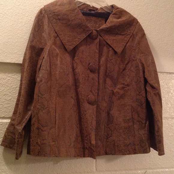 Beautiful Snake Skin Print Leather Jacket
