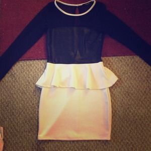 Black and white peplum dress