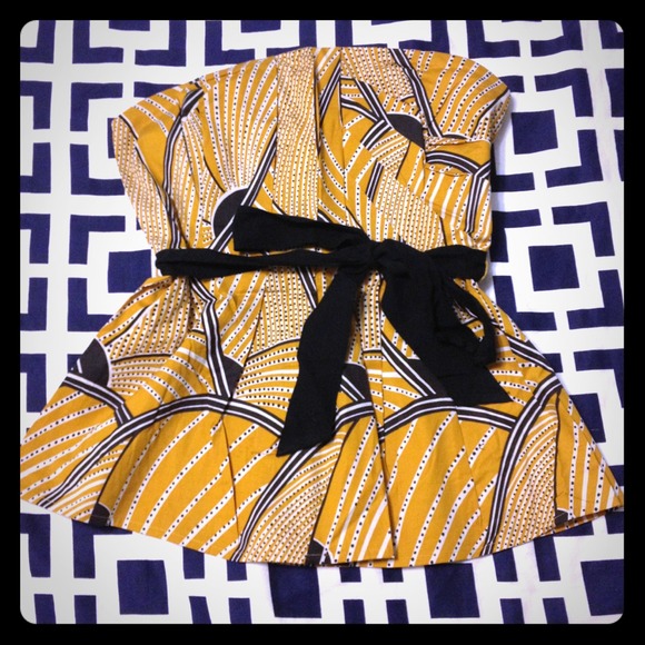 Anthropologie strapless printed top