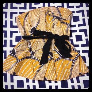 Anthropologie strapless printed top