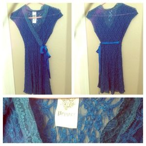 Royal blue lace dress.