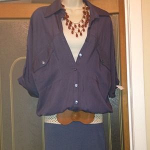 Adorable shirt dress in grayish blue - sz L