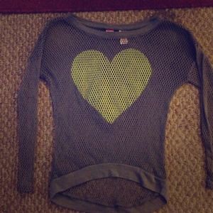 Mesh neon heart top