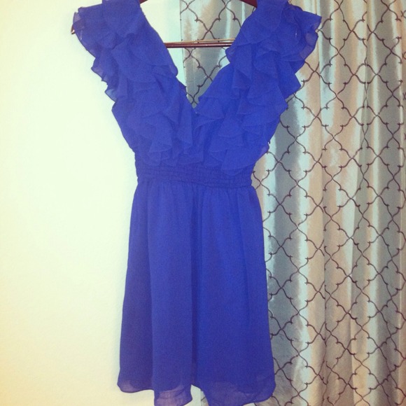 Arden B. Sz S / M Royal blue ruffle dress - Picture 2 of 4