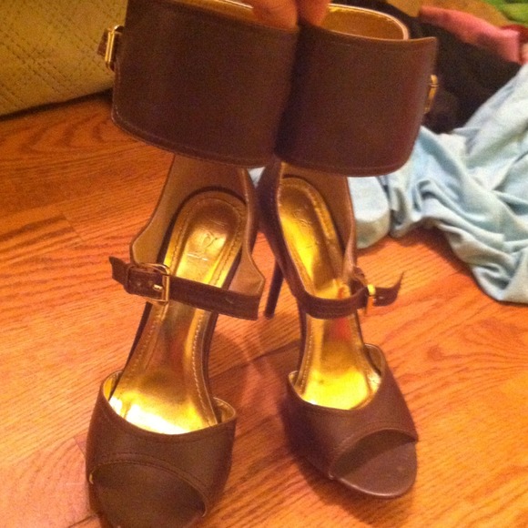 brown ankle buckle heels reserved