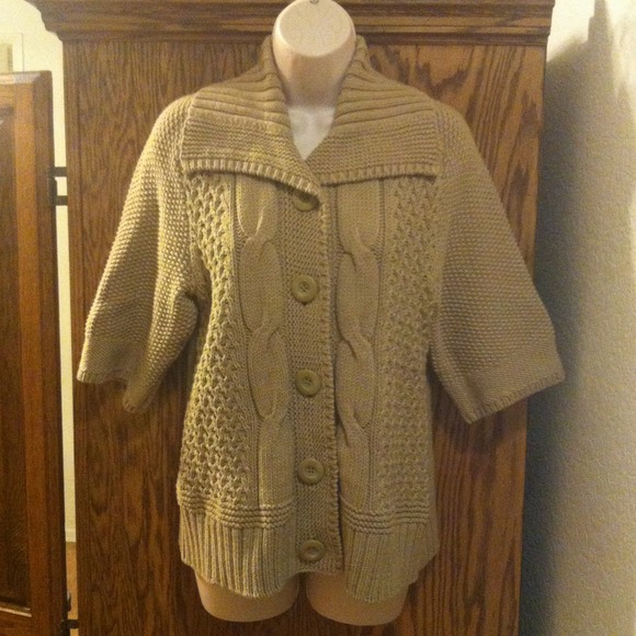 🆕Chico's tan cable knit 3/4 length sweater NWOT