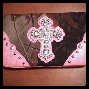 Camo and pink wallet