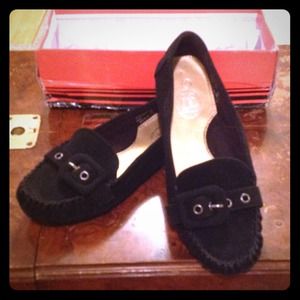 Black suede flats