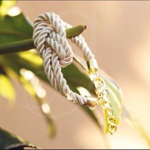 Cream shimmer rope knot bracelet