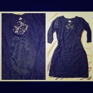 Navy blue bodycon lace dress