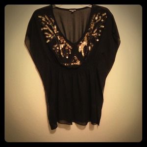 Black Sequin Party Top