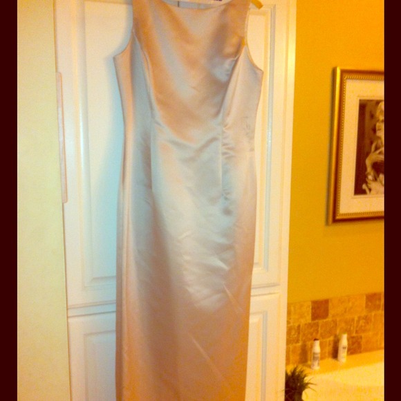 Floor-length champagne matte satin gown  Gorgeous!