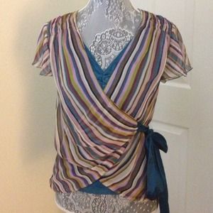 The Limited - Blue Green Stripes Top $10