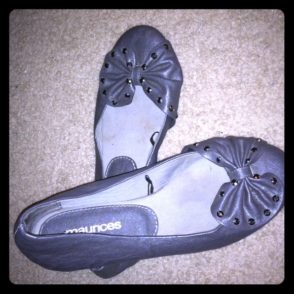 Flats with rhinestones on the bows