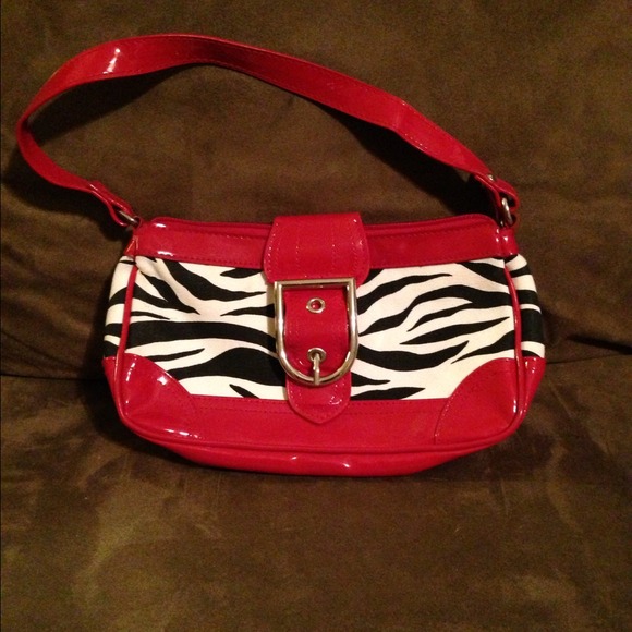 Red, black & white Zebra print small purse