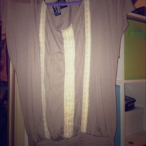 Greyish Purple Flowy Dolman Lace Top