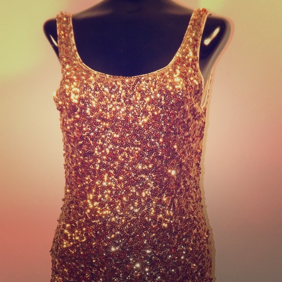 Liquidation Gold Sequin Mini Dress