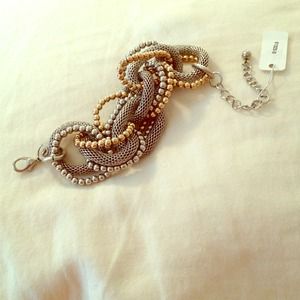 Silver and gold plated chunky link bracelet