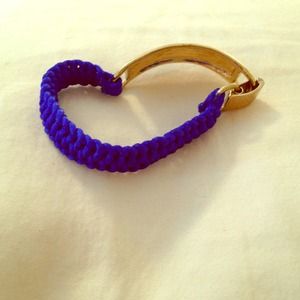 Gold plated and blue fabric bracelet