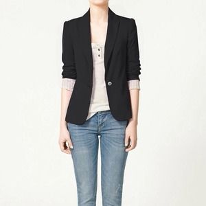 NEW Zara black lined single button blazer XS