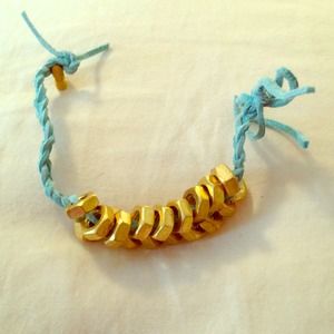 Handmade gold hex nut bracelet