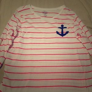 Pink striped anchor tee