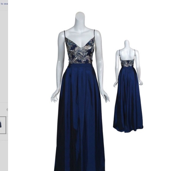 Badgley Mischka Gown BNWT, Blue - Size 8; Reduced