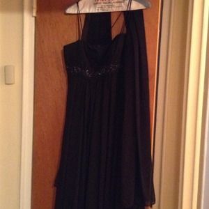Long flowing Grecian chiffon evening dress, sz 2-4