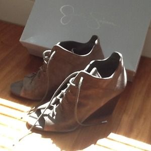 Jessica Simpson - Grey Colorado leather wedge