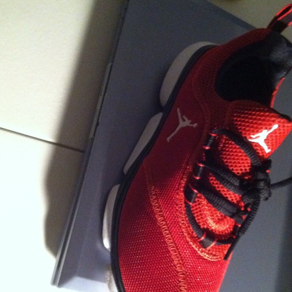 Jordan's red and black with white soles