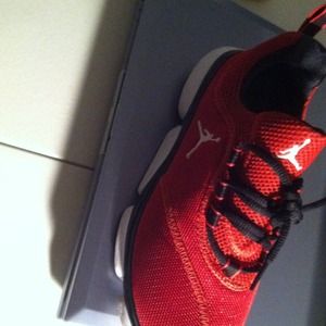 Jordan's red and black with white soles