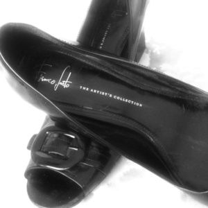 Size 13 black leather Franco Sartos high heals.