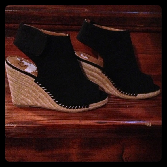 Black suede wedges