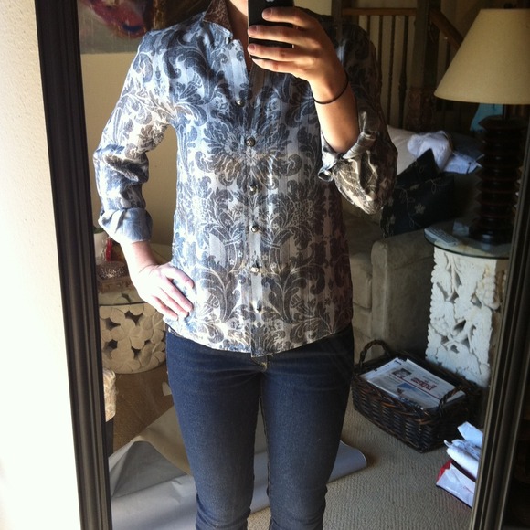 SOLD ** Escada charcoal/grey jacquard print silk