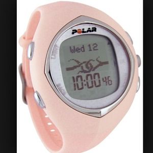 Pink polar heart rate monitor.